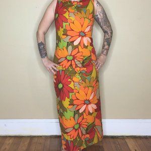 Vintage 70s maxi wiggle Floral